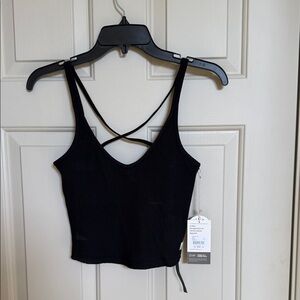 NWT Vuori Black Ribbed Crop Tank